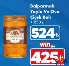 BALPARMAK YAYLA VE OVA SÜZME ÇİÇEK BALI 850 G